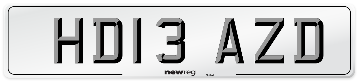 HD13 AZD Number Plate from New Reg